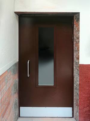 Дверь с отбойником и стеклом (ул. Пруд-Ключики, 3)