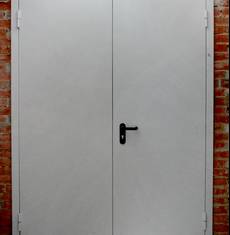 Белая двупольная противопожарная дверь