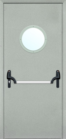 Однопольная дверь с круглым стеклом EI 60 RAL 9018 (с антипаникой) (04)