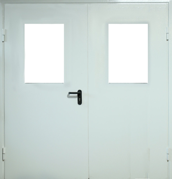 Двупольная остекленная противопожарная дверь EI 60 RAL 7035 (05)