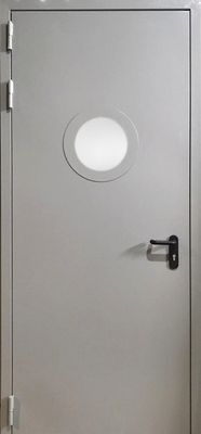 Однопольная противопожарная дверь с круглым стеклом EI 60 RAL 7035 (01)