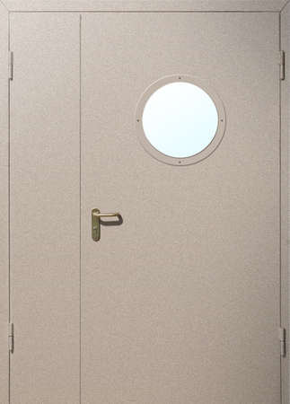 Полуторная дверь с круглым стеклом EI 60 RAL (на выбор) (03)