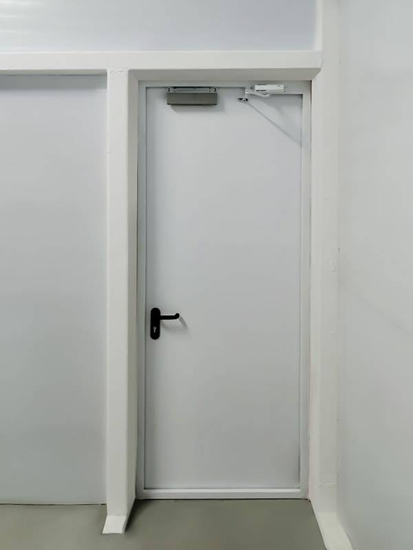 Дверь с доводчиком и электромагнитным замком