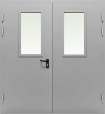 Двупольная остекленная противопожарная дверь EI 60 RAL 7040 (03)
