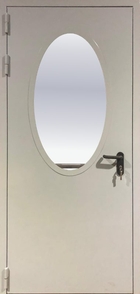 Однопольная остекленная дверь Антипаника «Push-bar» EI 60 RAL 7035 (03)
