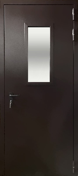 Однопольная остекленная противопожарная дверь EI 60 RAL 8014 (без порога) (06)
