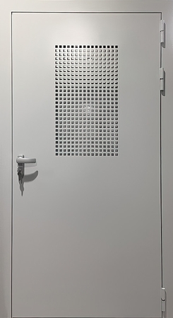 Однопольная остекленная противопожарная дверь EI 60 RAL 7035 (с перфорацией) (11)