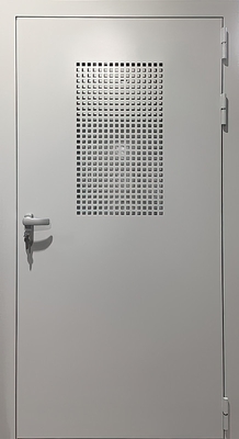 Однопольная остекленная противопожарная дверь EI 60 RAL 7035 (с перфорацией) (11)