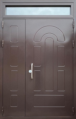 Полуторная техническая дверь с выдавленным рисунком и фрамугой