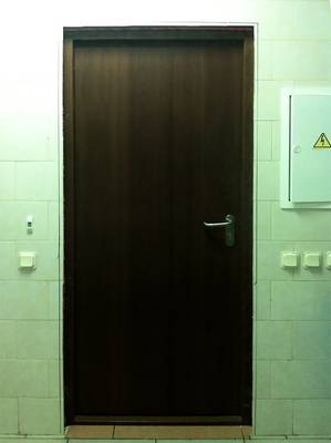 Противопожарная дверь МДФ коричневого цвета
