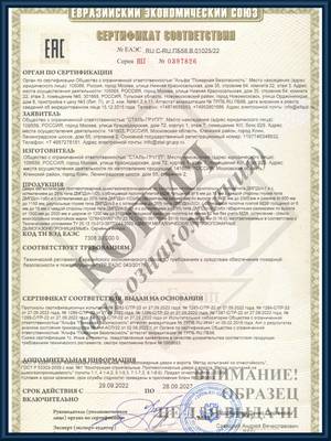 Сертификат на двери противопожарные дымогазонепроницаемые однопольные и двупольные глухие и с остеклением EIS 60 со скрытыми петлями